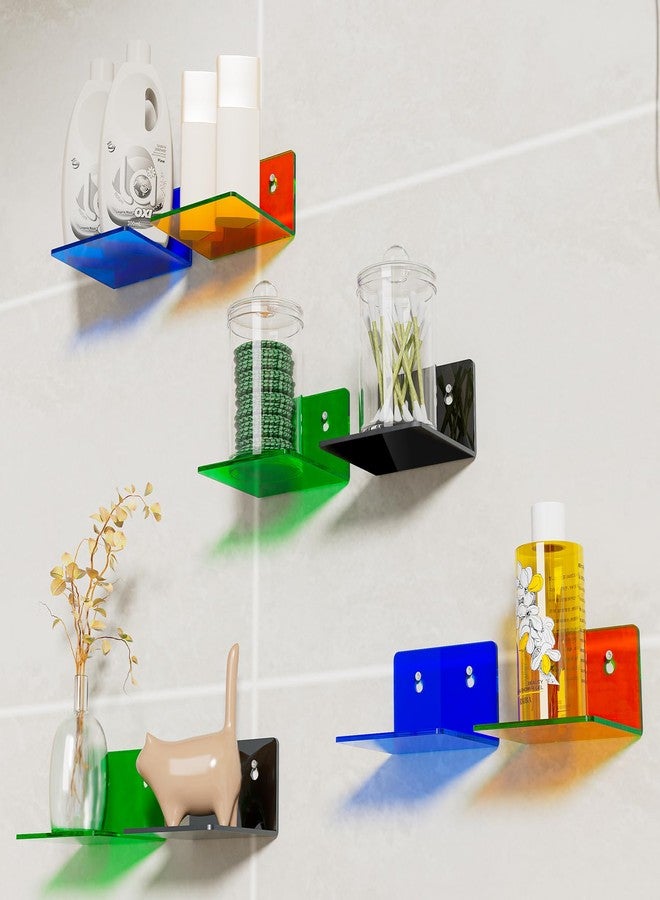 LUOBAO Acrylic Wall Shelves for Storage,Floating Shelf,Multicolored Display Shelves,Ledges for Figures,Plant,Picture Photo for Bedroom Decor Living Room - Image 1