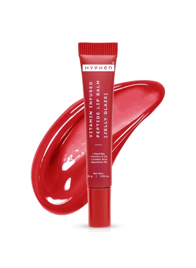 Hyphen Tinted Lip Balm | Brightens & Reduces Dark Lips & Pigmentation | 1% Vitamin E, Peptide & 2% Squalane | 24H Moisturization for Dry & Chapped Lips | Jelly Glaze (Red Shade)- 10g - Image 1