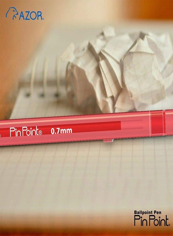 AZOR Pin Point Red Fine Point Writing 0.7mm Pens Ballpoint Pens - Pack of 12 - Image 4
