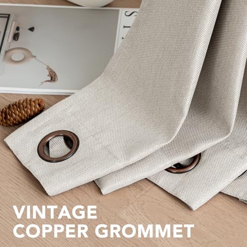 H.VERSAILTEX Wide Blackout Room Darkening Rich Quality of Textured Linen Patio Door Curtains Home Fashion Window Panel Drapes with 16 Grommets - 100 inch Wide by 96 inch Long - Heather Ivory - Image 3