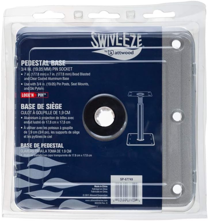 attwood SP-67749 Swivl-Eze Lock'N-Pin Aluminum 7-Inch x 7-Inch Marine Boat Pedestal Base - Image 4