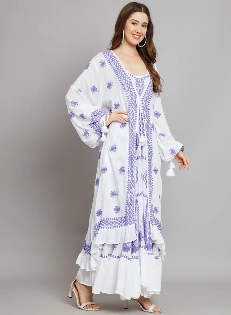 Alaya Hand Embroidered Chikankari Modal Kaftan-AL3605
