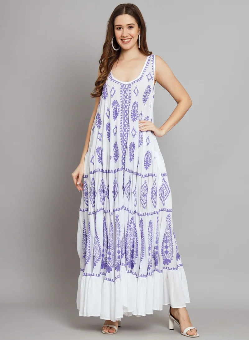 Alaya Hand Embroidered Chikankari Modal Kaftan-AL3605