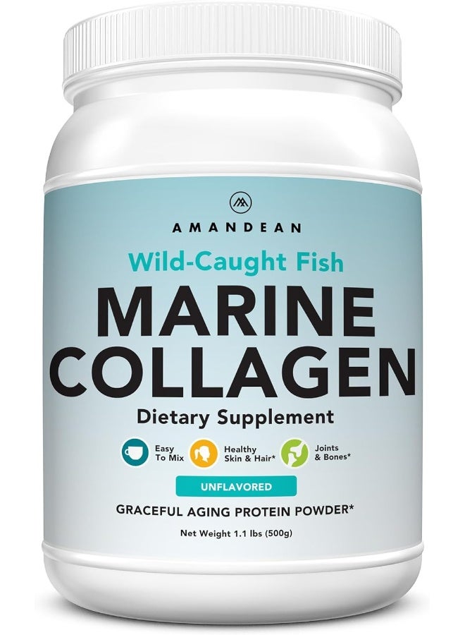 أماندين مسحوق ببتيدات الكولاجين البحري الفاخر المضاد للشيخوخة بدون نكهة 1.1 رطل 500 جم - Image 1