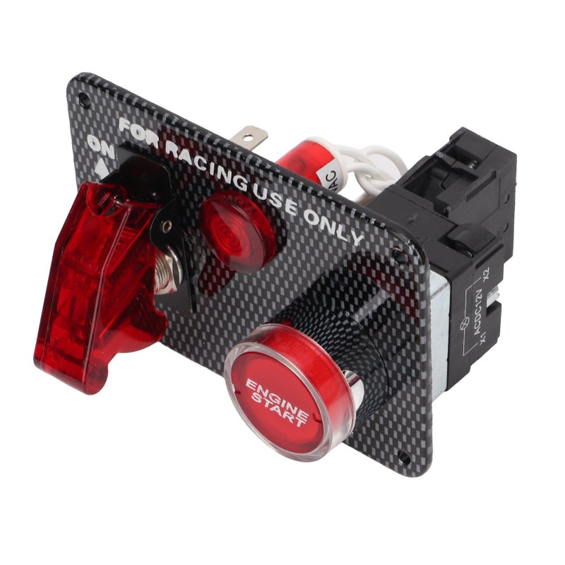 Ignition Switch Panel Kit 12V 40A Carbon Fiber Racing Style Aluminum Alloy Universal for Automobile - Image 1