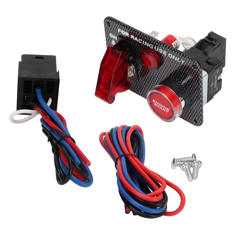 Ignition Switch Panel Kit 12V 40A Carbon Fiber Racing Style Aluminum Alloy Universal for Automobile - Image 5