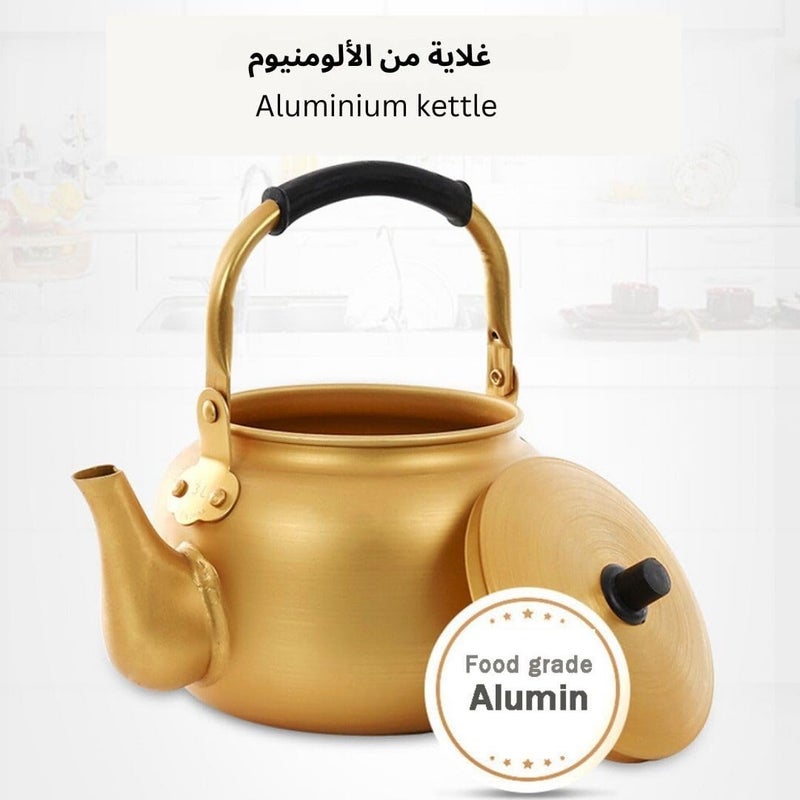 YKC غلاية قهوة من الألومنيوم مع غ��اء، إبريق شاي للأفران، غلاية ماء ساخن من الألومنيوم، إبريق غلي الشاي سعة 1 لتر - Image 5
