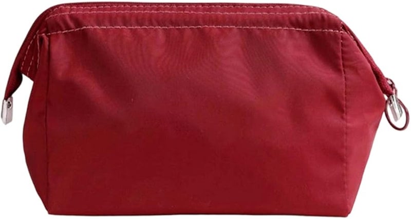 Red Water Resistant Toiletry Bag Multiple Pockets Lightweight Nylon Travel Cosmetic - Image 1