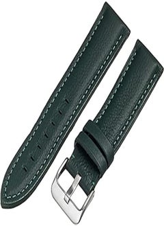 Bikson Bikson Smooth Leather Band with Buckle for Galaxy 46mm, Huawei GT2, Gear S3 Frontier, Classic, Honor Magic 2, Fossil - 22mm - Emerald Dark Green 