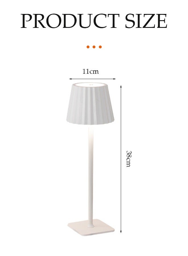 DUNISO Cordless Square base Table Lamp,Pleated style, pleated patterned lampshade,Portable LED Desk Lamp Battery Operated Table Light, 3 Color Stepless Dimming Rechargeable white Touch Lamps for Bedrooms Restaurant Bedroom Bars Camping  - Image 2