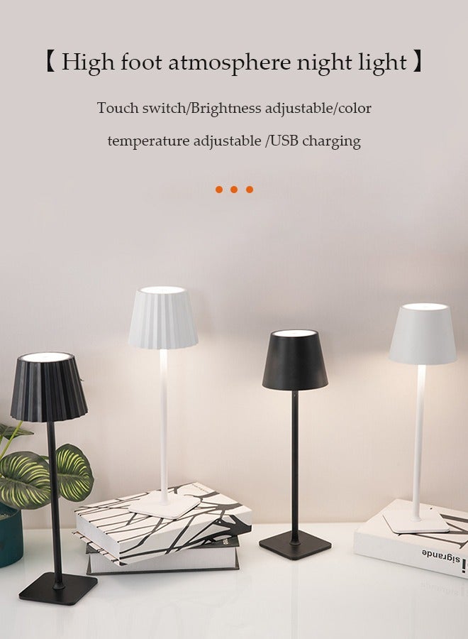DUNISO Cordless Square base Table Lamp,Pleated style, pleated patterned lampshade,Portable LED Desk Lamp Battery Operated Table Light, 3 Color Stepless Dimming Rechargeable white Touch Lamps for Bedrooms Restaurant Bedroom Bars Camping  - Image 3