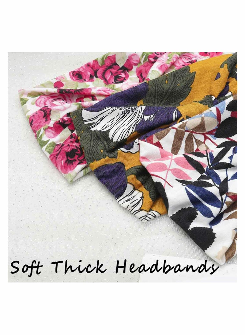 Excefore Headband Boho Hijab Wide Knot Hijab Floral Print Elastic Headband - Image 5