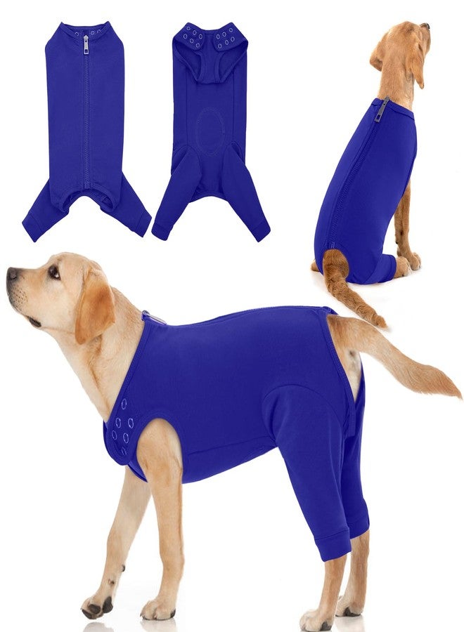 IDOMIK Dog Recovery Suit,Dog Leg Sleeve to Stop Licking Rear Legs,Thigh Wound Protective Sleeve,Male Female Pet Surgical Clothes,Doggy Surgical Suit with Pants Cover,Cone Collar Alternative,Blue,M - Image 1