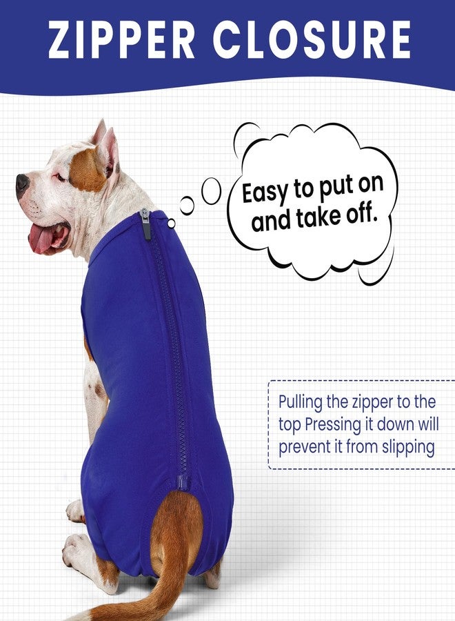 IDOMIK Dog Recovery Suit,Dog Leg Sleeve to Stop Licking Rear Legs,Thigh Wound Protective Sleeve,Male Female Pet Surgical Clothes,Doggy Surgical Suit with Pants Cover,Cone Collar Alternative,Blue,M - Image 3