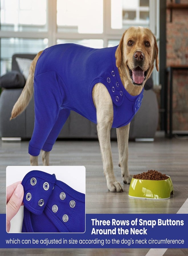 IDOMIK Dog Recovery Suit,Dog Leg Sleeve to Stop Licking Rear Legs,Thigh Wound Protective Sleeve,Male Female Pet Surgical Clothes,Doggy Surgical Suit with Pants Cover,Cone Collar Alternative,Blue,M - Image 2
