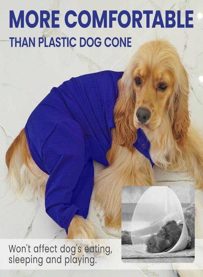 IDOMIK Dog Recovery Suit,Dog Leg Sleeve to Stop Licking Rear Legs,Thigh Wound Protective Sleeve,Male Female Pet Surgical Clothes,Doggy Surgical Suit with Pants Cover,Cone Collar Alternative,Blue,M - Image 5