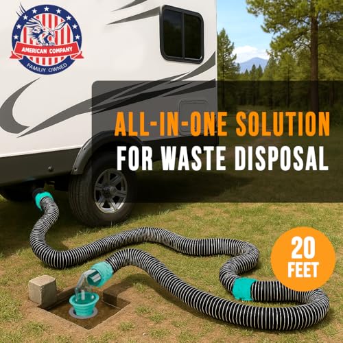 CARMTEK RV Sewer Hose Kit, 20 Ft, with Smart Adapter, Clear Elbow and Caps - Image 2