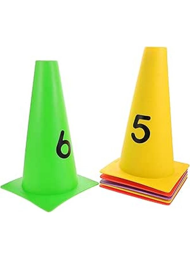 6 قطع 30 سم مخاريط كرة قدم ناعمة عالية مع أرقام 1-6 لتدريب كرة القدم وكرة السلة - Image 1