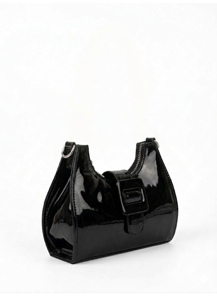 لايف ستيلاش  حقيبة كتف جلد لامع ZC-9 - أسود - Image 3