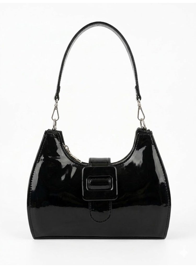 لايف ستيلاش  حقيبة كتف جلد لامع ZC-9 - أسود - Image 1