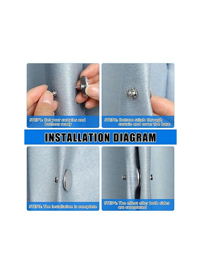erorex 16 Pairs Curtain Magnets Closure with Tack, Curtain Magnetic Holdback Button, Drapery Magnetic Button Weights to Prevent Light from Leaking & Curtains from Being Blown Around (0.98in x 16pairs)  - Image 3