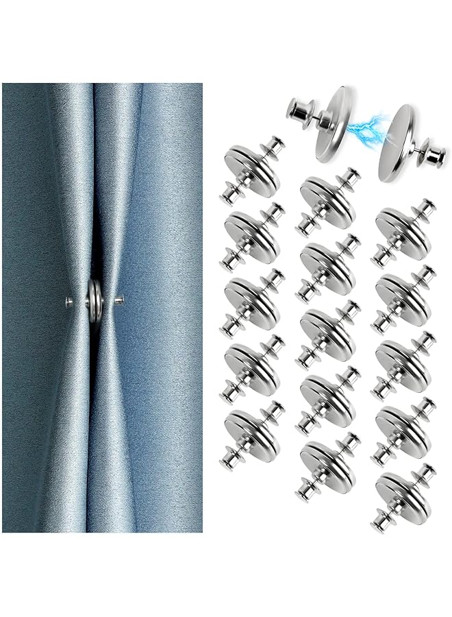 erorex 16 Pairs Curtain Magnets Closure with Tack, Curtain Magnetic Holdback Button, Drapery Magnetic Button Weights to Prevent Light from Leaking & Curtains from Being Blown Around (0.98in x 16pairs)  - Image 1