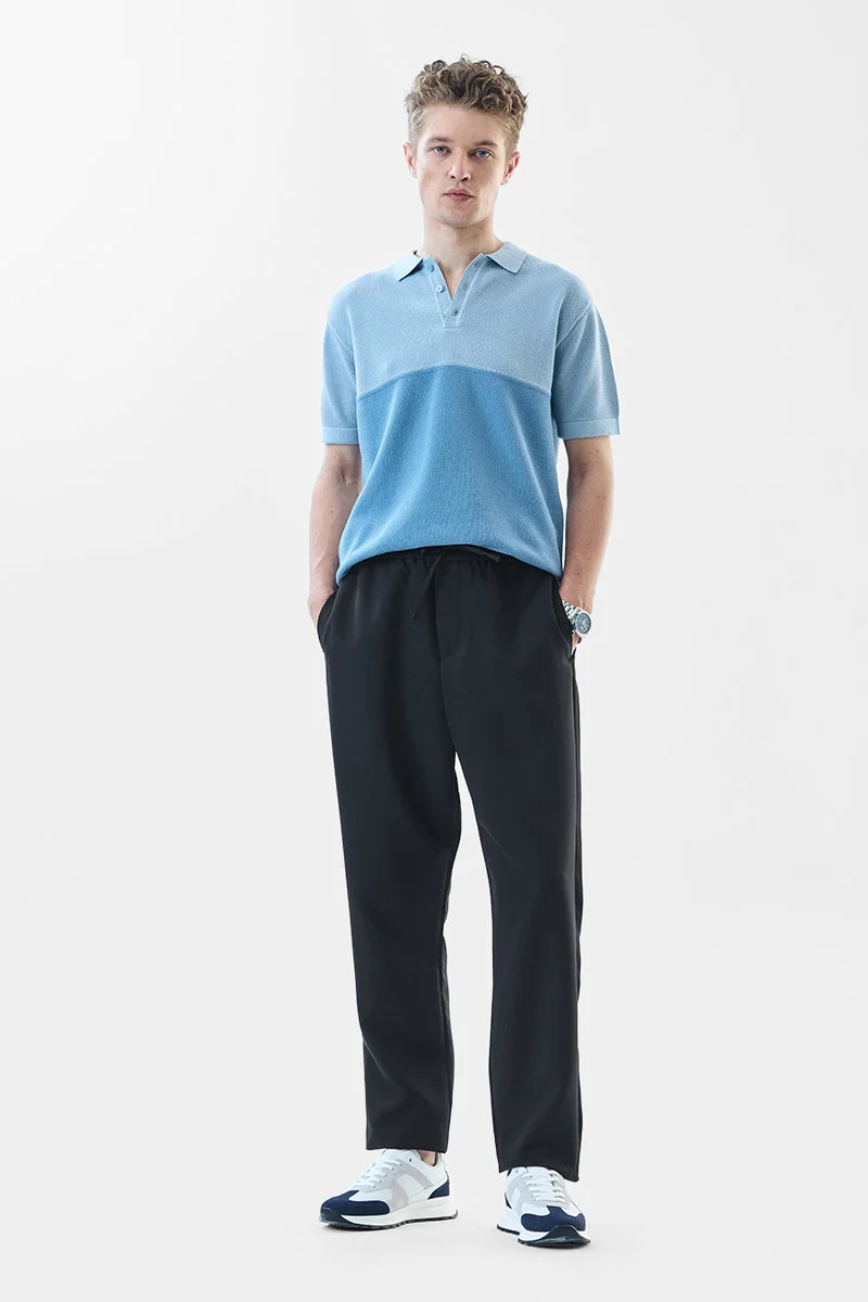 SNITCH Regular Fit Stretch Black Trousers