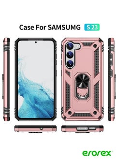 إيروريكس جراب لهاتف (Samsung Galaxy S23 5G) جراب هاتف TPU + PC مقاوم للصدمات باللون الوردي  - Image 1