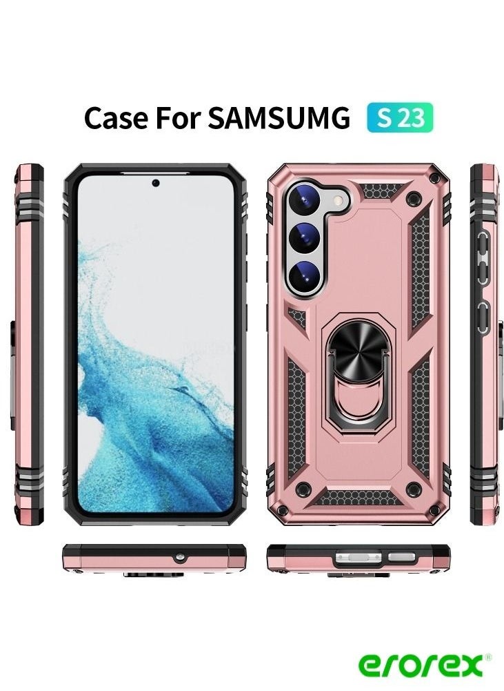 إيروريكس جراب لهاتف (Samsung Galaxy S23 5G) جراب هاتف TPU + PC مقاوم للصدمات باللون الوردي  - Image 1