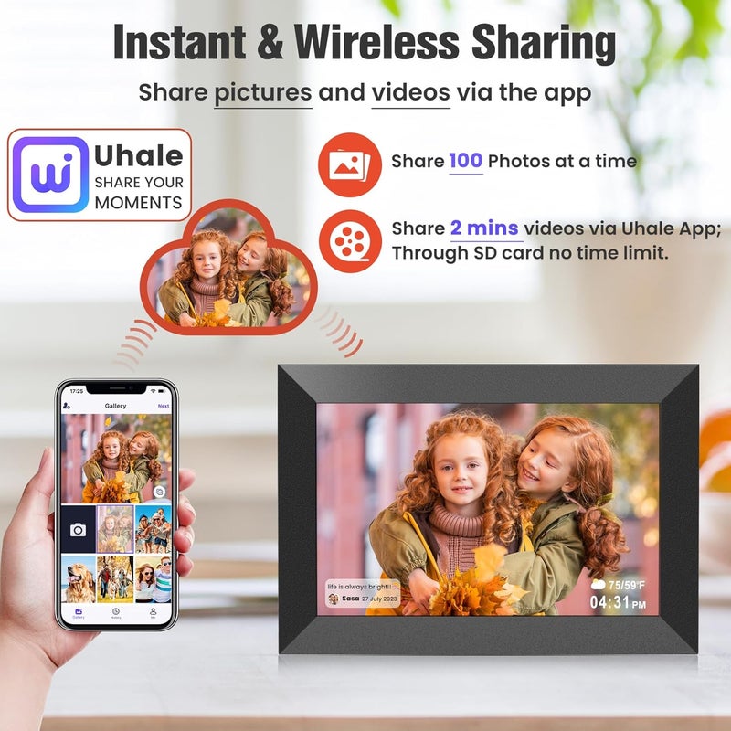 بيجاسو إطار صور رقمي WiFi بحجم 10.1 بوصة من ، شاشة IPS عالية الدقة تعمل باللمس، إطارات صور ذكية سحابية مع ذاكرة مدمجة 32 جيجابايت، قابل للتركيب على الحائط، دوران تلقائي، مشاركة الصور فورًا من أي مكان - Image 2
