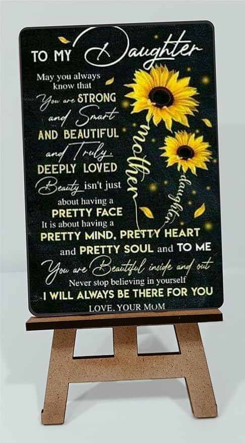 Jwalpa Creation Gift for Father, Mother, Daughter Wooden showpiece With love Message Printed Special Gifting Items For Birthday,Anniversary Table top Home Decoration. (Gift For Daughter, Design 03) - Image 1