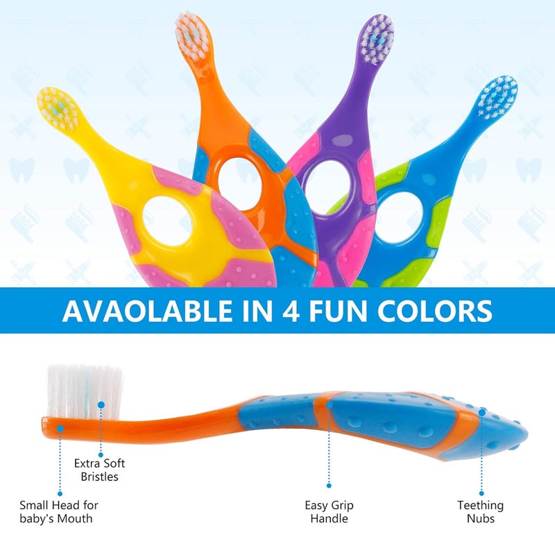 Slotic Baby Toothbrush Set for 0-2 Years - 4-Pack with Extra Soft Bristles - Image 4