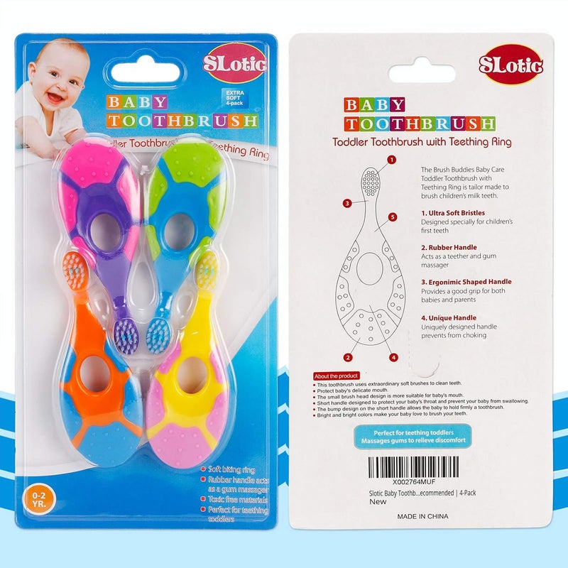 Slotic Baby Toothbrush Set for 0-2 Years - 4-Pack with Extra Soft Bristles - Image 5