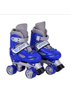 Roller Skates Shoes Double Rows 4 Wheels with Adjustable Size AREA for Boys And Girls (Blue S(31-34))