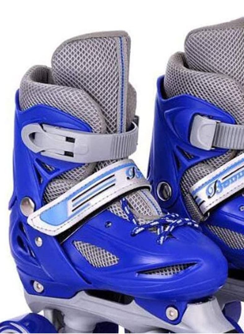 LIMOS - Roller Skates Shoes Double Rows 4 Wheels with Adjustable Size AREA for Boys And Girls (Blue S(31-34)) - Image 1