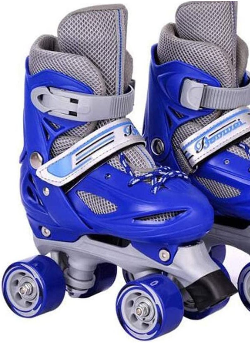 LIMOS - Roller Skates Shoes Double Rows 4 Wheels with Adjustable Size AREA for Boys And Girls (Blue S(31-34)) - Image 1