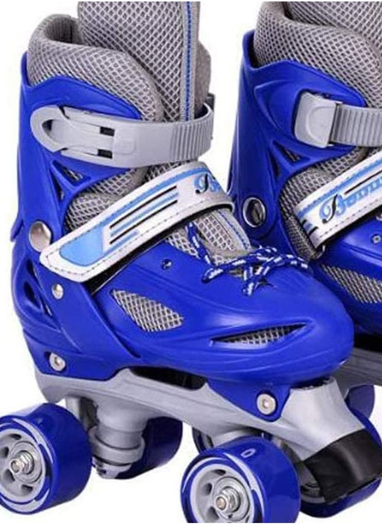 LIMOS - Roller Skates Shoes Double Rows 4 Wheels with Adjustable Size AREA for Boys And Girls (Blue S(31-34)) - Image 1