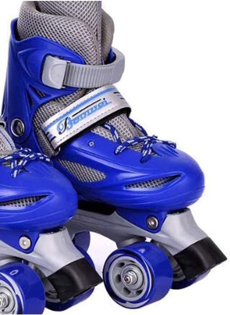 LIMOS - Roller Skates Shoes Double Rows 4 Wheels with Adjustable Size AREA for Boys And Girls (Blue S(31-34)) - Image 1