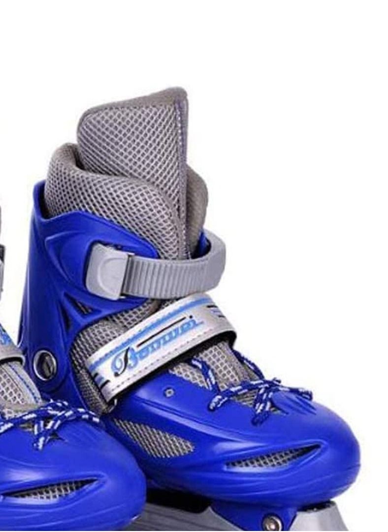 LIMOS - Roller Skates Shoes Double Rows 4 Wheels with Adjustable Size AREA for Boys And Girls (Blue S(31-34)) - Image 1