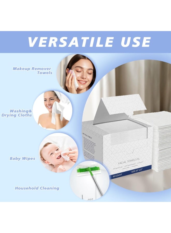 حزمة من 100 مناشف نظيفة، XL مناشف ناعمة يمكن التخلص منها للبشرة الحساسة، 26 × 30 سم، إزالة المكياج، مناديل الأطفال - Image 4