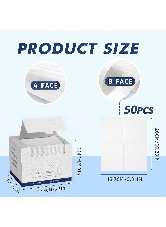 حزمة من 100 مناشف نظيفة، XL مناشف ناعمة يمكن التخلص منها للبشرة الحساسة، 26 × 30 سم، إزالة المكياج، مناديل الأطفال - Image 2