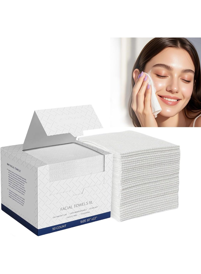 حزمة من 100 مناشف نظيفة، XL مناشف ناعمة يمكن التخلص منها للبشرة الحساسة، 26 × 30 سم، إزالة المكياج، مناديل الأطفال - Image 1