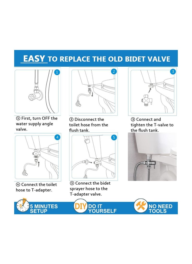 100% Professional choice Shattaf bathroom consisting of an angle valve, a hose and a brass connection at the bottom of the box, and a distinctive shattaf, nickel color, code shams  - Image 5