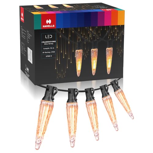 Havells Celebrations Bliss String Light for Indoor Festival Decoration (3 Metre,10 Feet, 16 Bulbs & 2 Spare Bulbs) - Image 1