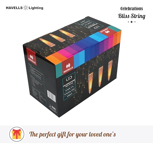 Havells Celebrations Bliss String Light for Indoor Festival Decoration (3 Metre,10 Feet, 16 Bulbs & 2 Spare Bulbs) - Image 4