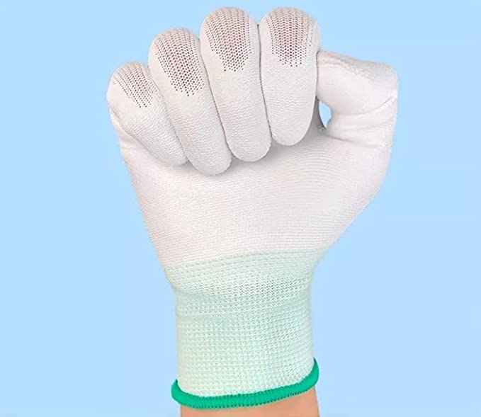 Satishve Anti Static Palm Coated Gloves Anti Cut Gloves for Home Kitchen Garden Industrial Safety Gloves Cut Resistant Pack of 5 Pairs Black - Image 4