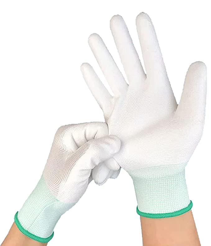Satishve Anti Static Palm Coated Gloves Anti Cut Gloves for Home Kitchen Garden Industrial Safety Gloves Cut Resistant Pack of 5 Pairs Black - Image 2