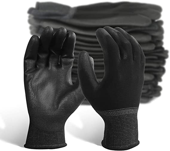 Satishve Anti Static Palm Coated Gloves Anti Cut Gloves for Home Kitchen Garden Industrial Safety Gloves Cut Resistant Pack of 5 Pairs Black - Image 1