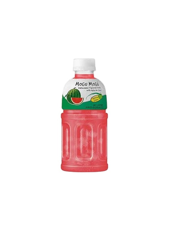 Mogu Mogu watermelon Flavoured Drink with Nata de Coco, 320ml – Pack of 3 | Refreshing Tropical Juice Beverage with Chewy Coconut Bits