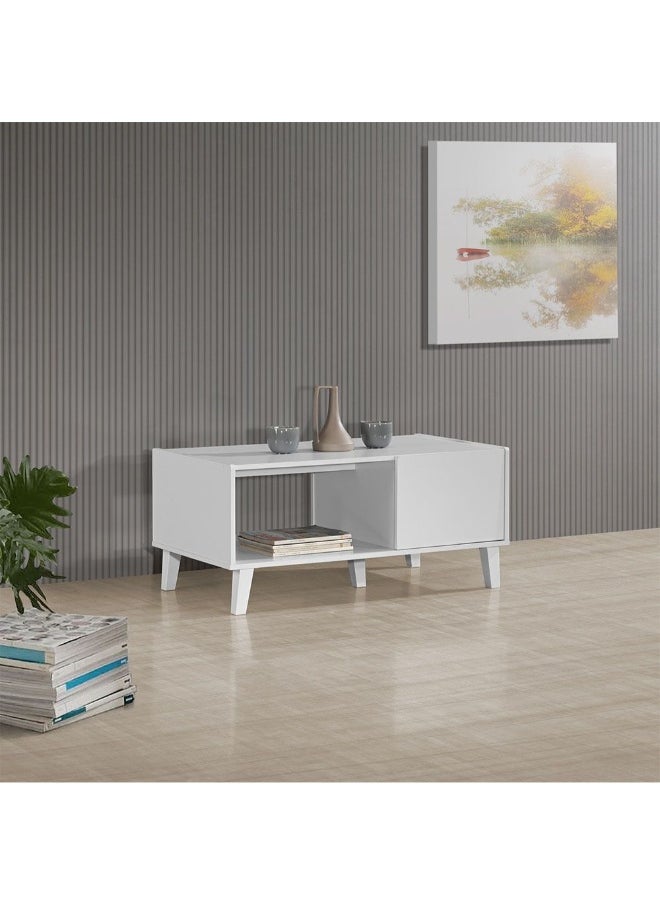 DANUBE HOME Supreme Coffee Table With Storage Modern And Stylish Living Room Table Durable Wooden Coffee Table With Hidden Storage Elegant Home DÃ©cor Space-Saving Design - White  - Image 1